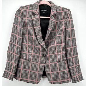 GIORGIO ARMANI ITALY PINK GRAY PLAID CHECK BLAZER SZ S